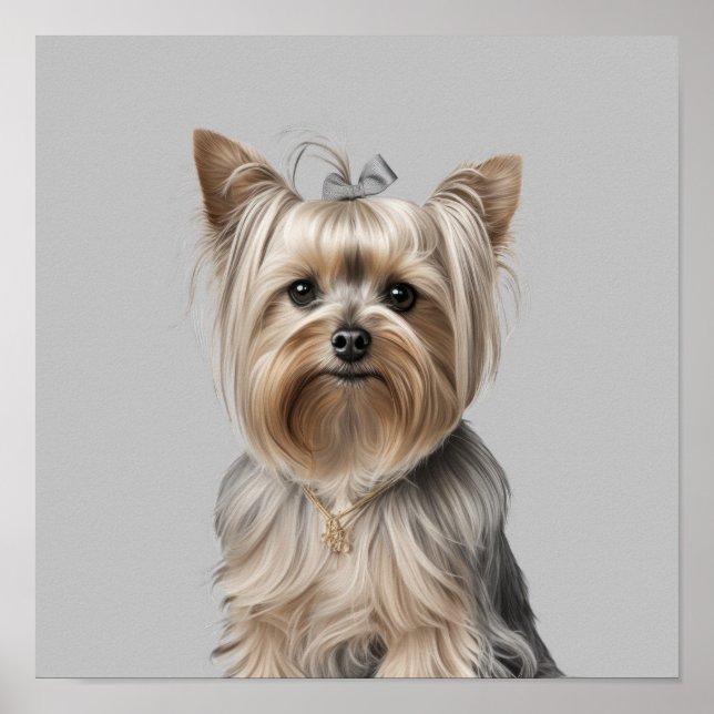 Yorkie Illustration Wall Art for Dog lover Natural (Front)