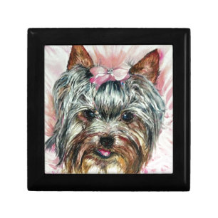 Yorkie in Pink Keepsake Box