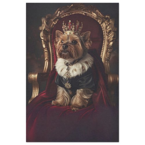 Yorkie in Red Kings Chair Crown Decoupage Tissue Paper