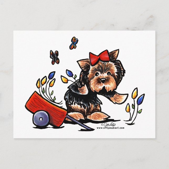 Yorkie in the Garden Postcard (Front)