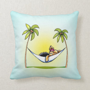 Yorkie Island Princess Off-Leash Art™ Throw Pillow