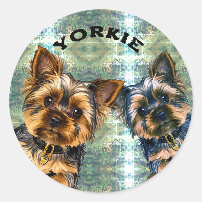 Yorkie life classic round sticker (Front)