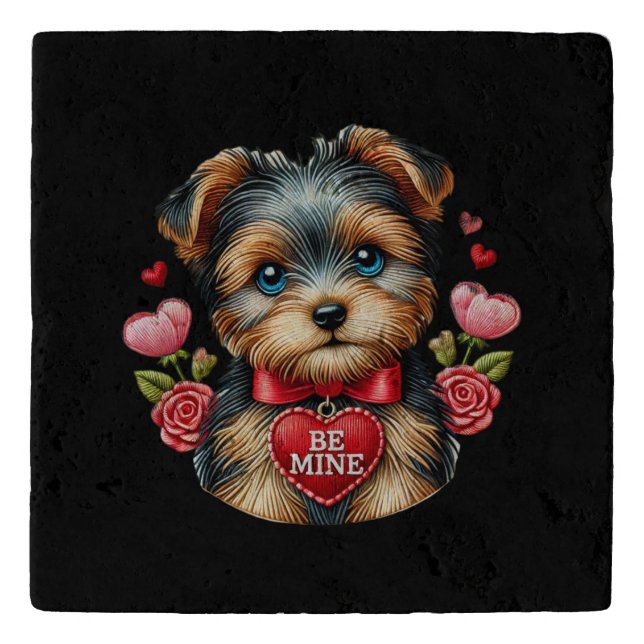 Yorkie Love Trivet – Be Mine Valentine's Gift (Front)
