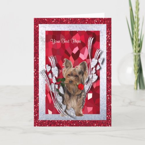 Yorkie Male Puppy Customize It Valentine Card