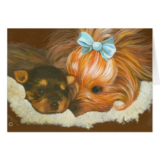 Yorkie Mama with Puppy Cards (Front Horizontal)