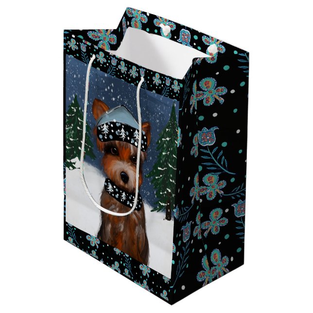 Yorkie           medium gift bag (Front Angled)