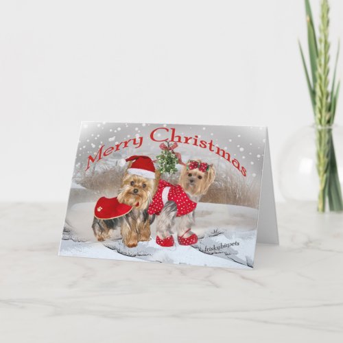 Yorkie Merry Christmas with Mistletoe cards