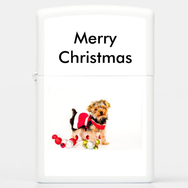 Yorkie Merry Christmas Zippo Lighter (Front)