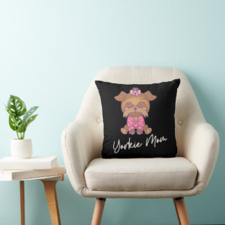 Yorkie Mom 2 16x16 Throw Pillow