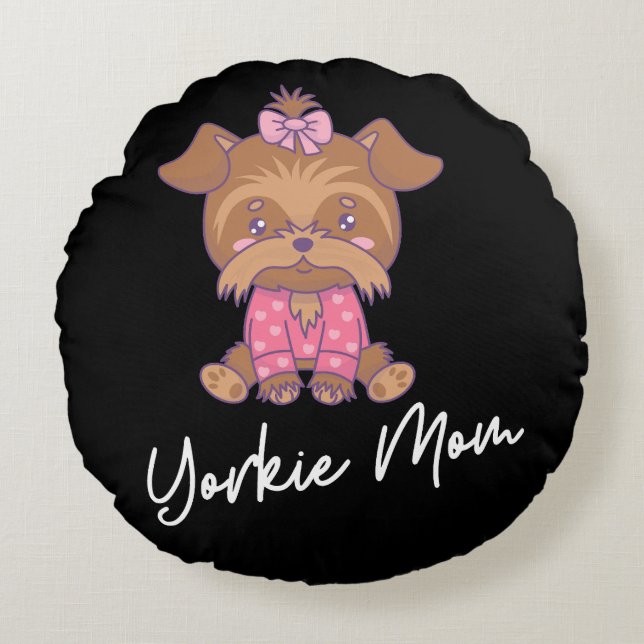 Yorkie Mom 2 Round Pillow (Front)