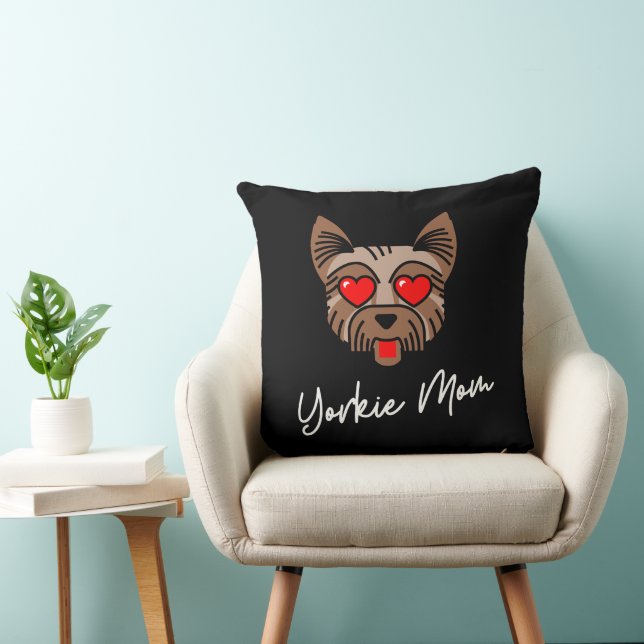 Yorkie Mom 3 20x20 Throw Pillow (Chair)