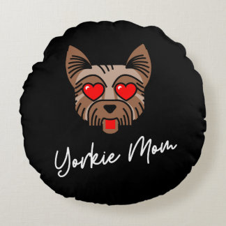 Yorkie Mom 3 Round Pillow