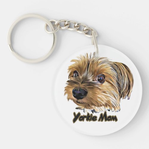 Yorkie Mom Cute Yorkshire Terrier Yorkie face Keychain