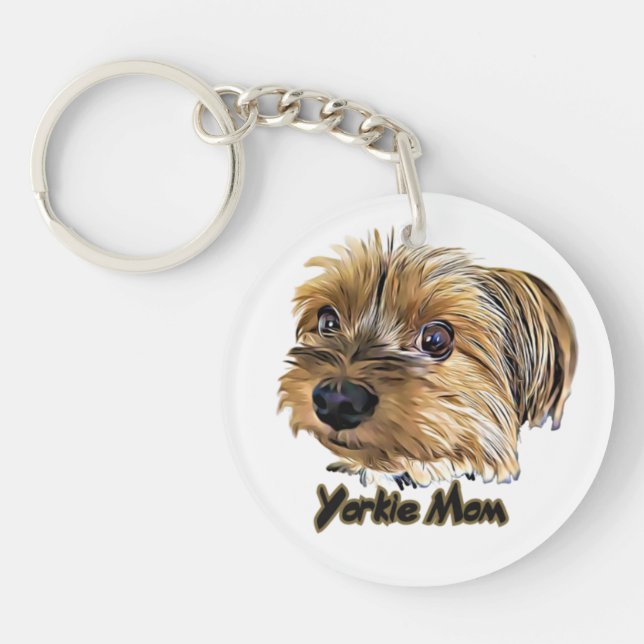Yorkie Mom Cute Yorkshire Terrier Yorkie face Keychain (Front)