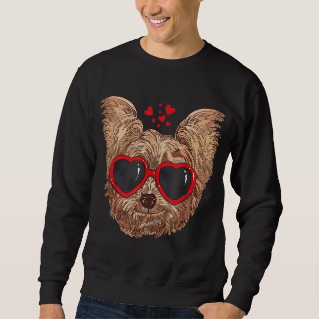 Yorkie Mom Dog Sunglasses Love Heart Yorkshire Ter Sweatshirt (Front)