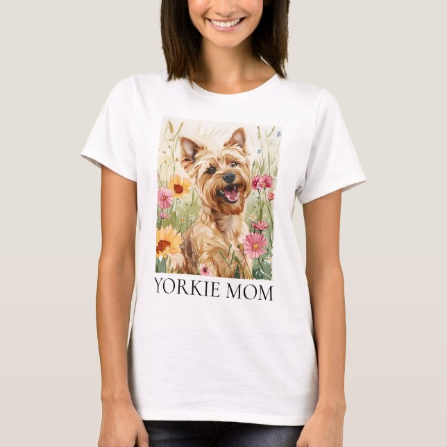 Yorkie Mom Shirt – Watercolor Dog Gift Tee (Front)
