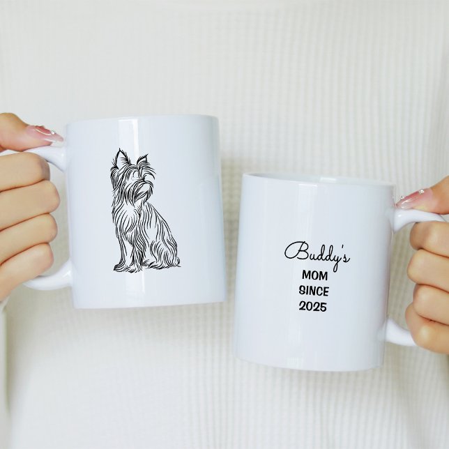 Yorkie Mom since 20xx w Yorkie Sketch Two-Tone Coffee Mug (Creator Uploaded)