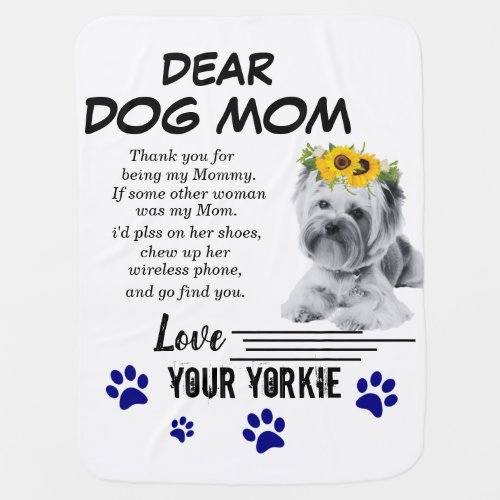 Yorkie Mom Spacial Poem Baby Blanket