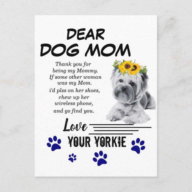 Yorkie Mom Spacial Poem Postcard (Front)
