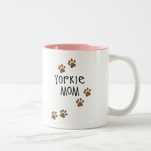 Yorkie Mom Two-Tone Coffee Mug (Right)