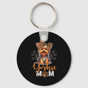 Yorkie mom yorkshire leopard dog lovers mother's keychain