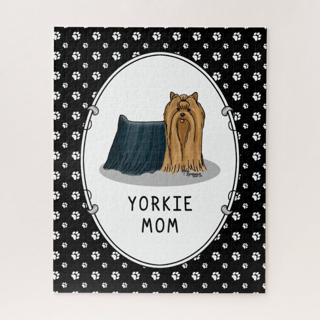 Yorkie Mom (Yorkshire Terrier Mom) Cute Jigsaw Puzzle (Vertical)