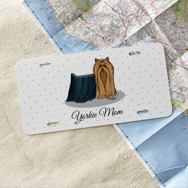 Yorkie Mom (Yorkshire Terrier Mom) Cute License Plate (In Situ)