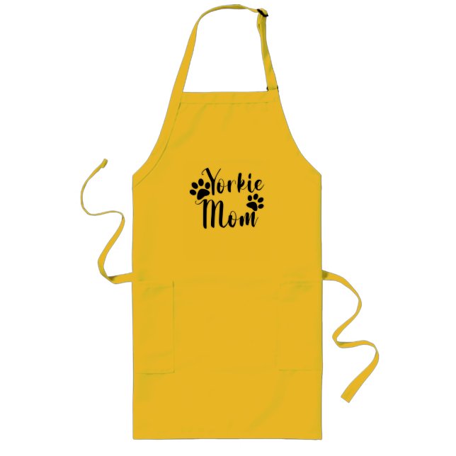 Yorkie Mom Yorkshire Terrier Pawprints  Long Apron (Front)