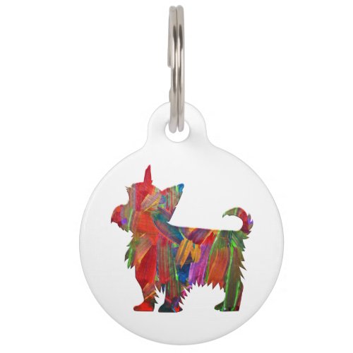 Yorkie Multi Colored Painted Dog Silhouette Pet ID Tag