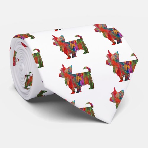 Yorkie Multi Colored Painted Dog Silhouette Tie