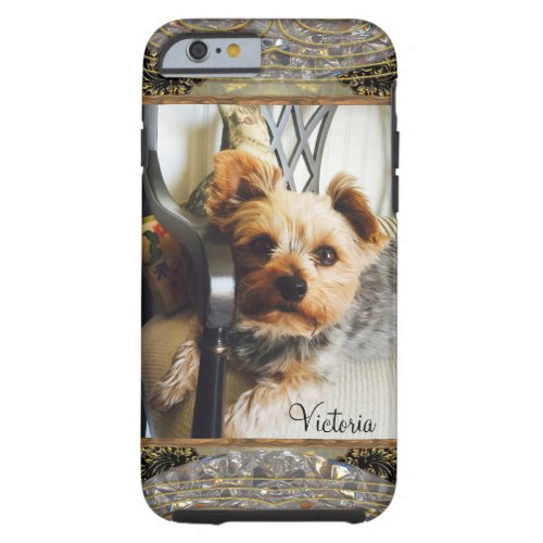 Yorkie on a bench or Insert Your Own Photo Custom Tough iPhone 6 Case