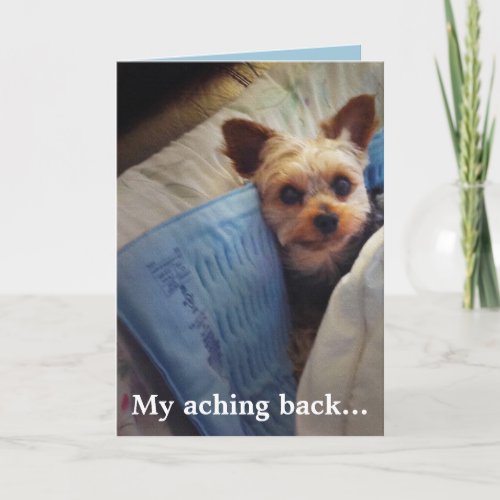 Yorkie on cooling pad Customizable Thank You Card