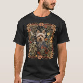 Yorkie or Silky Terrier Style of William Morris T-Shirt (Front)
