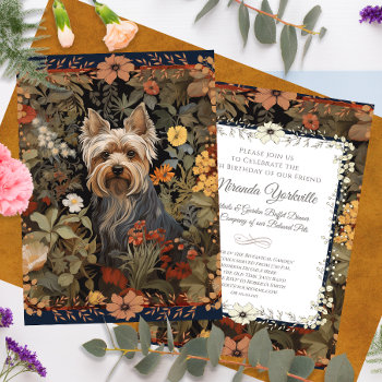 Yorkie Or Silky Terrier William Morris Style Invitation by AntiqueImages at Zazzle