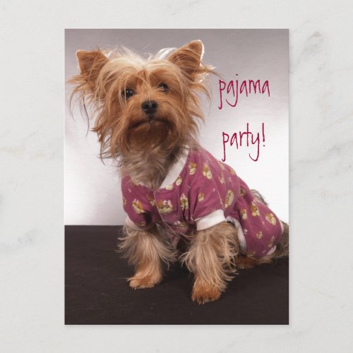 Yorkie Pajama Party Invitation Postcard