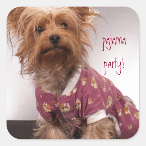 Yorkie Pajama Party Square Sticker