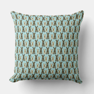 Yorkie Pattern in Teal Throw Pillow