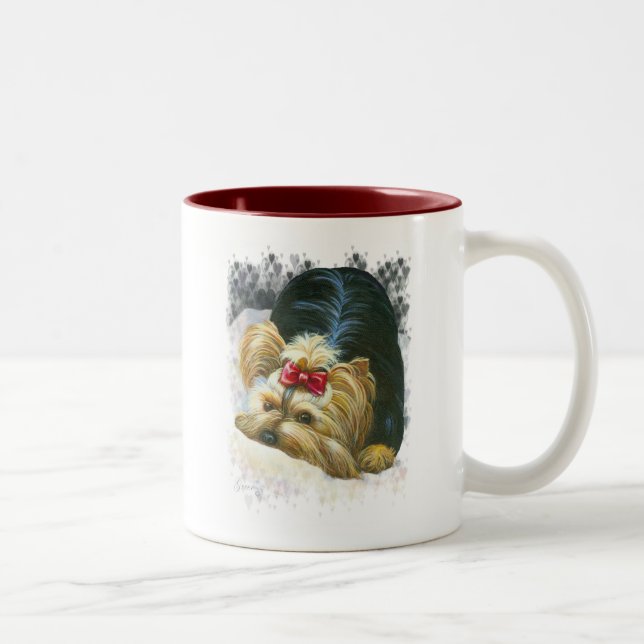Yorkie Peek a Boo Coffee Mug Cup (Right)