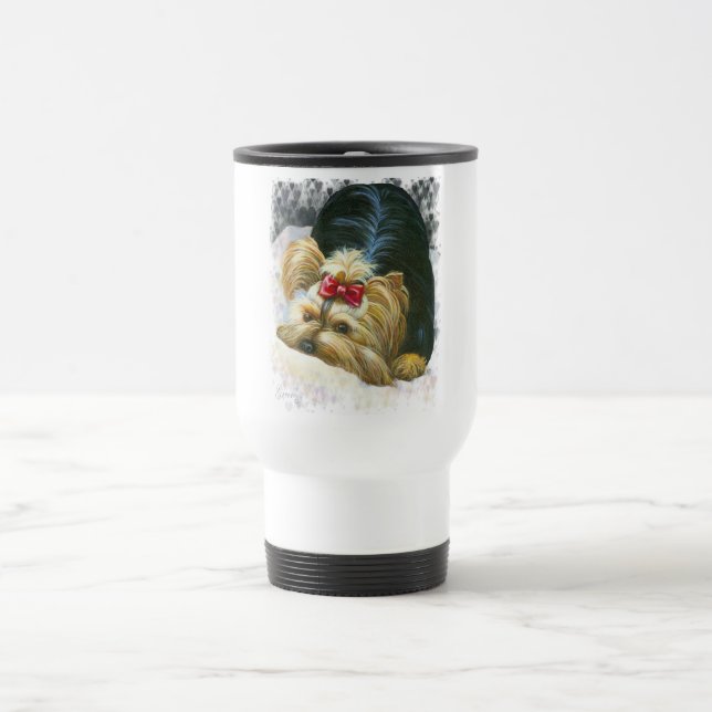 Yorkie Peek a Boo Travel Mug (Center)