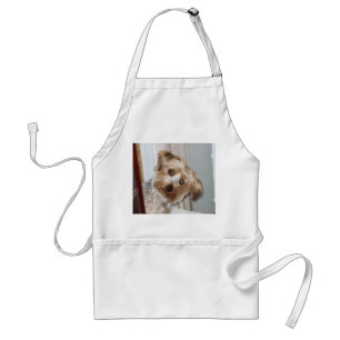 Yorkie Peeking Around the Corner Adult Apron