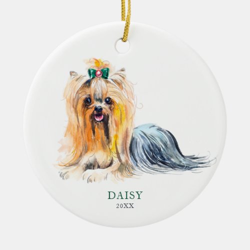 Yorkie Personalized Dog Pet Christmas Custom Ceramic Ornament