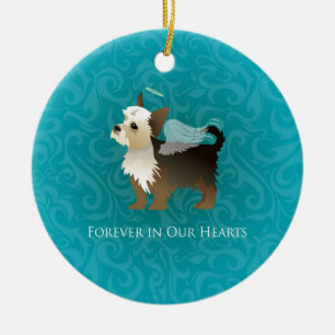Yorkie - Pet Memorial - Angel Dog Ceramic Ornament