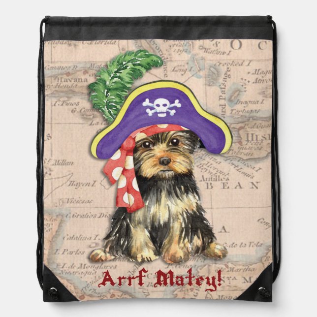 Yorkie Pirate Drawstring Bag (Front)