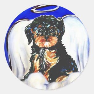 Yorkie Poo Angel Classic Round Sticker