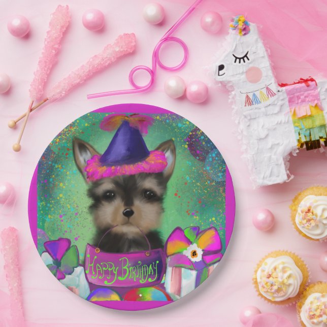YORKIE POO  BIRTHDAY  PAPER PLATES (Party)