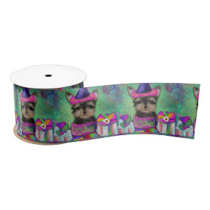 YORKIE POO BIRTHDAY SATIN RIBBON