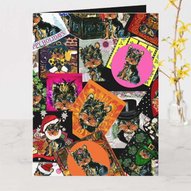 YORKIE POO CARD (Yellow Flower)