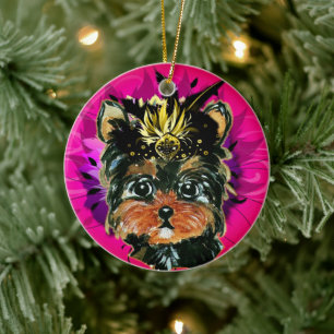 YORKIE POO CERAMIC ORNAMENT