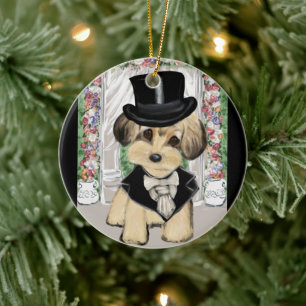 YORKIE POO CERAMIC ORNAMENT