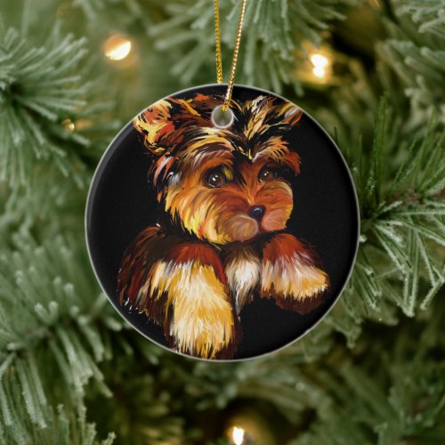 YORKIE POO CERAMIC ORNAMENT